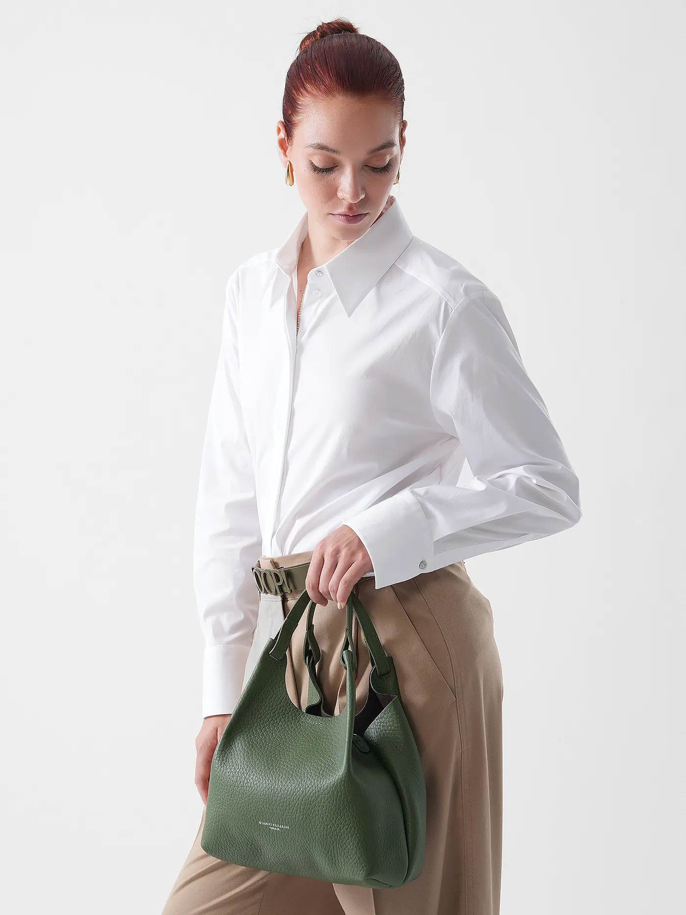GIANNI CHIARINI | Ledertasche - Hobo Bag DUA | olive